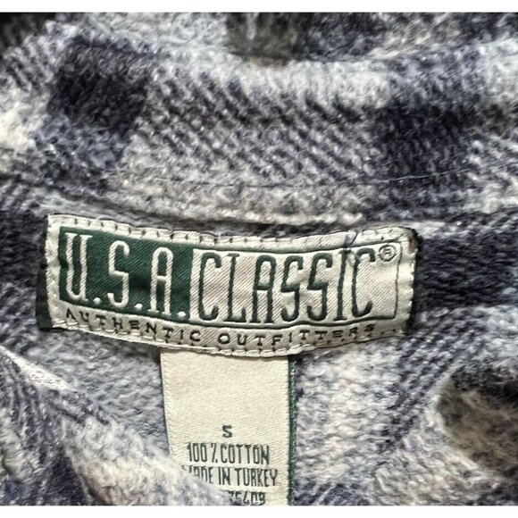 Vintage 90’s U.S.A. Classic Authentic Outfitters Flannel Shirt Size SM Blue - Picture 3 of 4